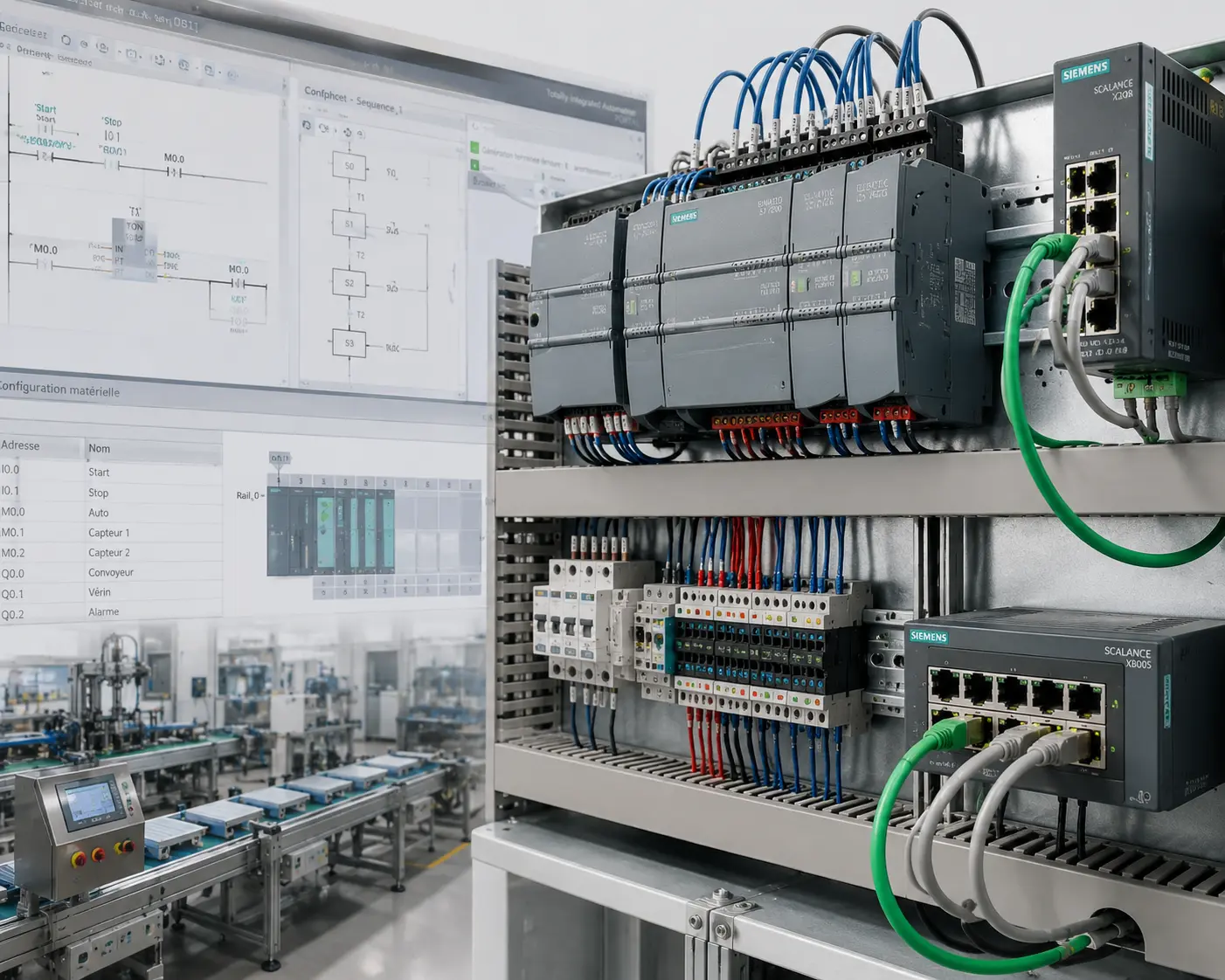 Système d’automatisme industriel avec PLC, supervision SCADA et instrumentation